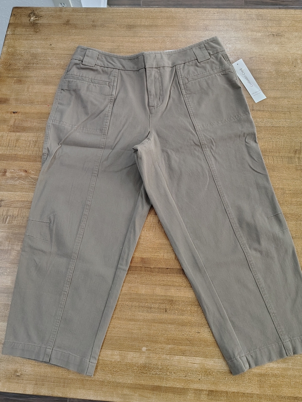 COLDWATER CREEK Natural Fit Taupe/Light Brown Cropped Leg Pants Size 10 NWT